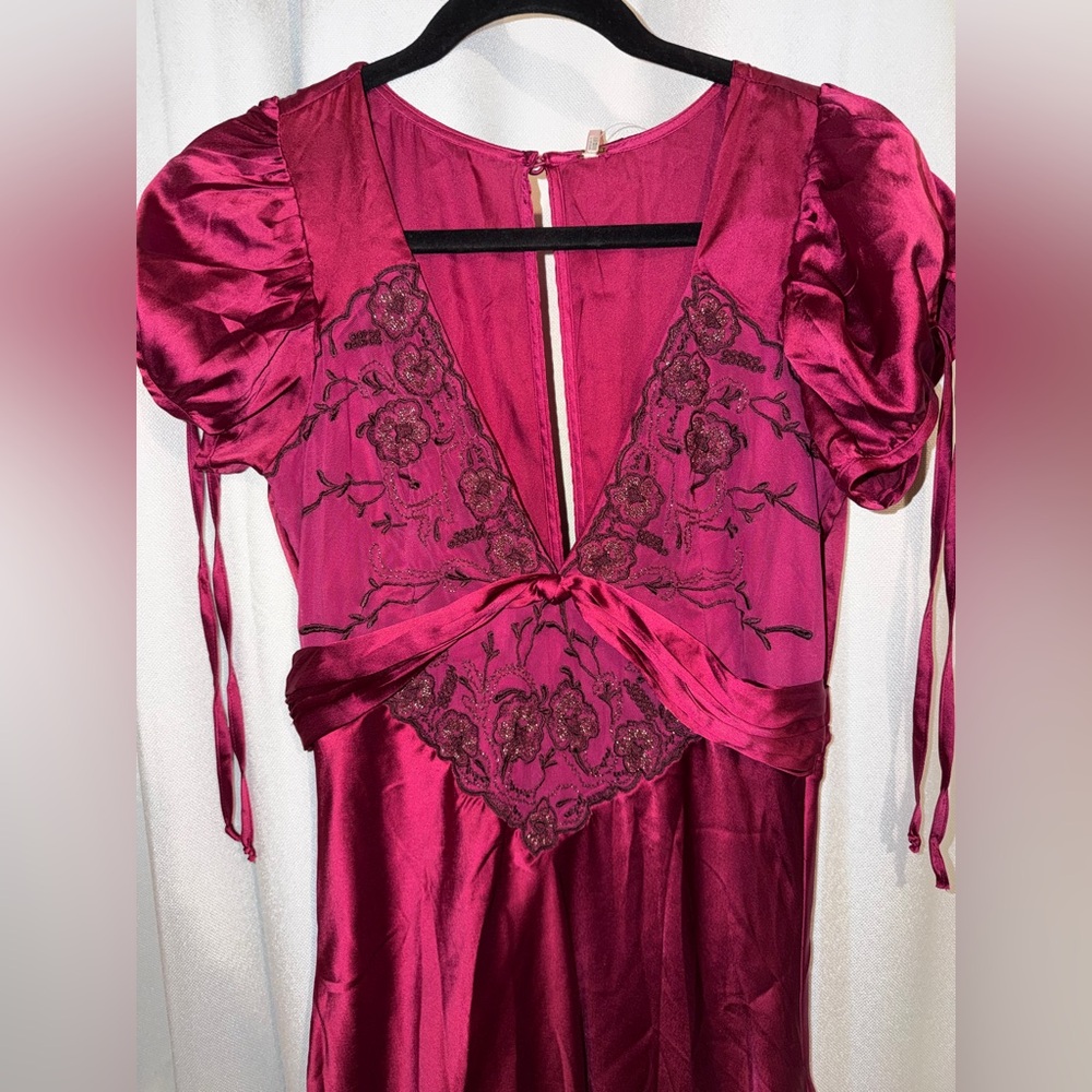Free People Cooper Raspberry Pink Dress with Lace Details - Picture 3 of 6